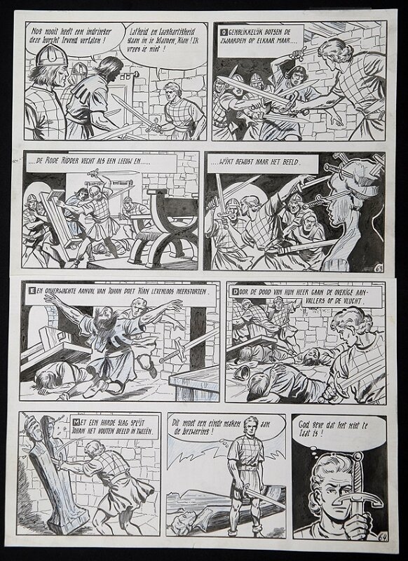 De rode ridder par Willy Vandersteen - Planche originale