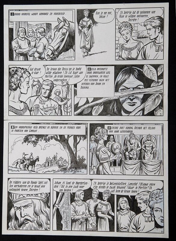 De rode ridder par Willy Vandersteen - Planche originale