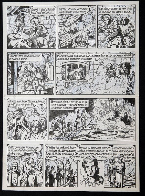 De rode ridder par Willy Vandersteen - Planche originale