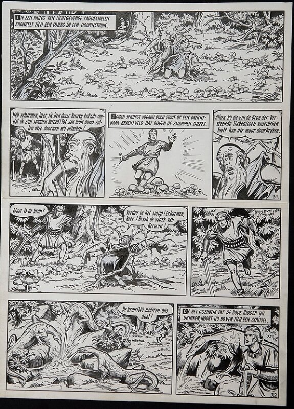 De rode ridder par Willy Vandersteen - Planche originale