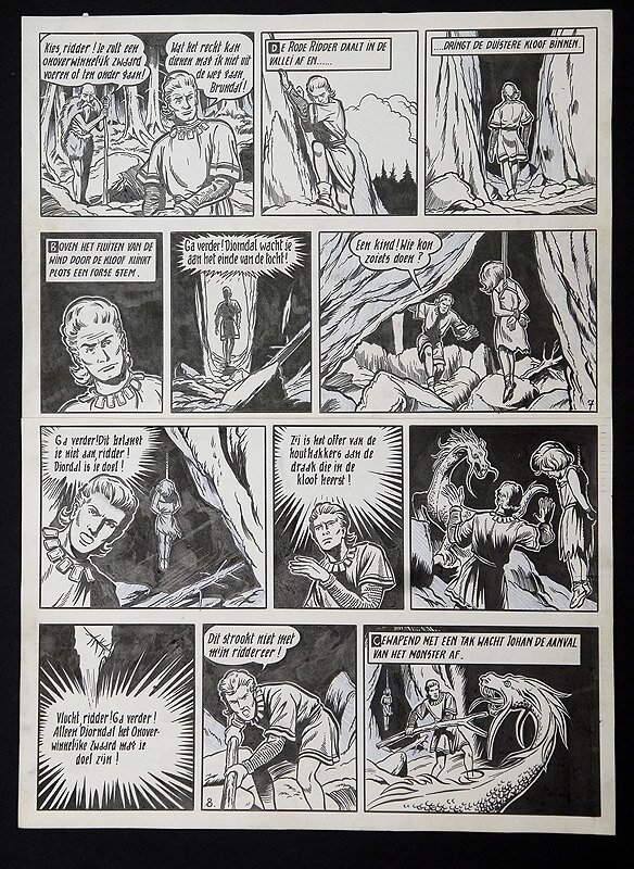 De rode ridder par Willy Vandersteen - Planche originale