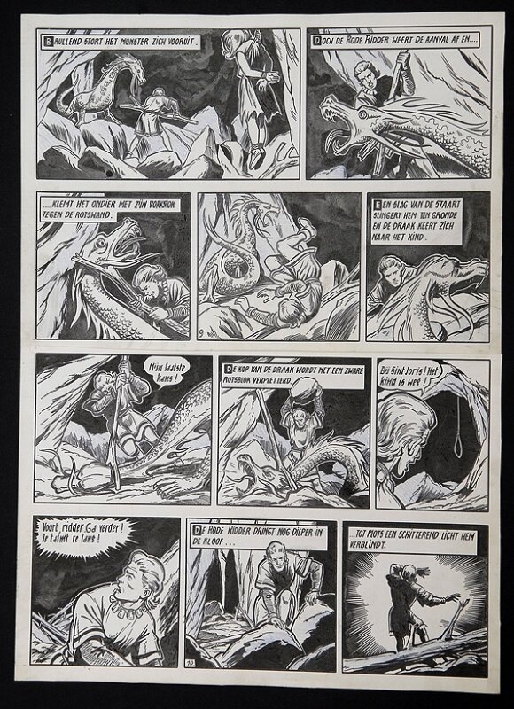 De rode ridder par Willy Vandersteen - Planche originale