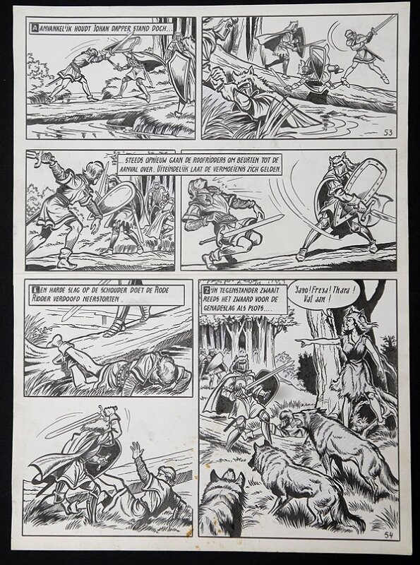 De rode ridder par Willy Vandersteen - Planche originale