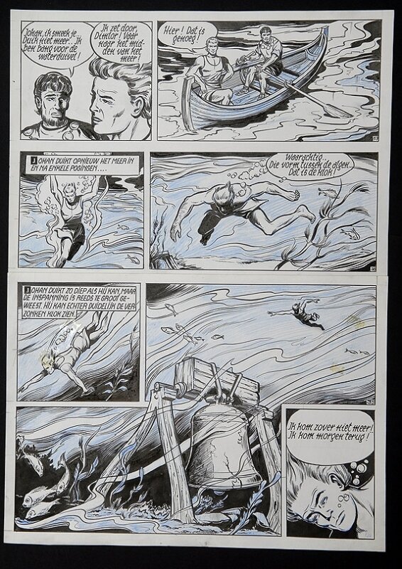 De rode ridder par Willy Vandersteen - Planche originale