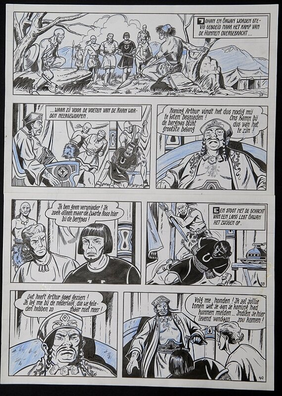 De rode ridder par Willy Vandersteen - Planche originale