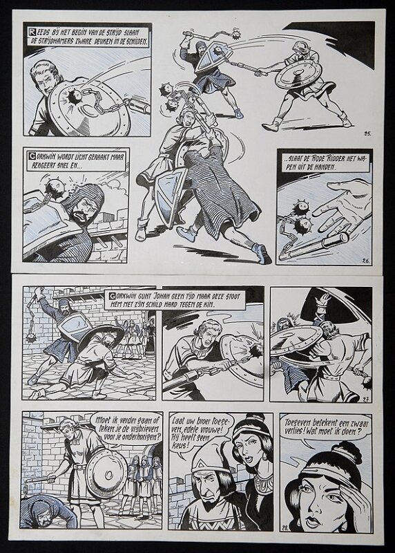 De rode ridder par Willy Vandersteen - Planche originale