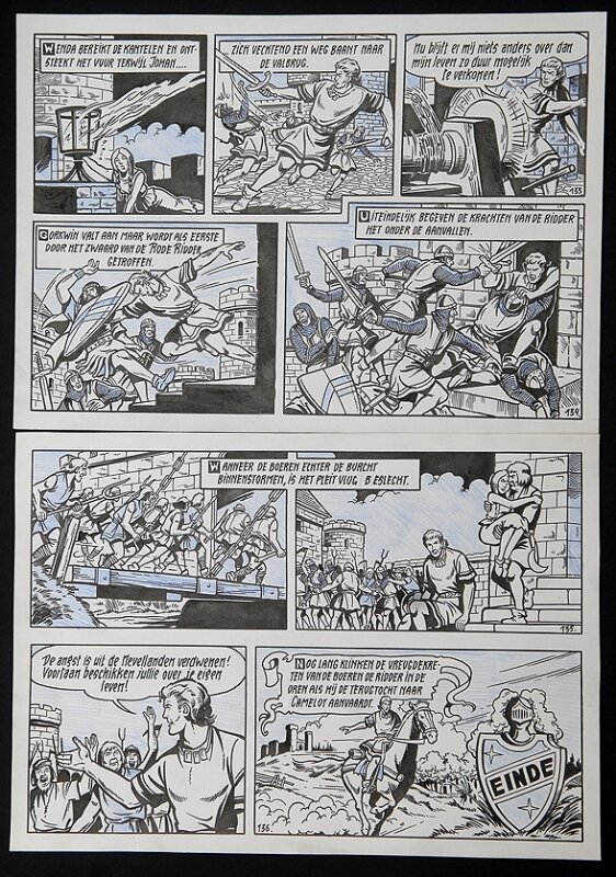 De rode ridder par Willy Vandersteen - Planche originale
