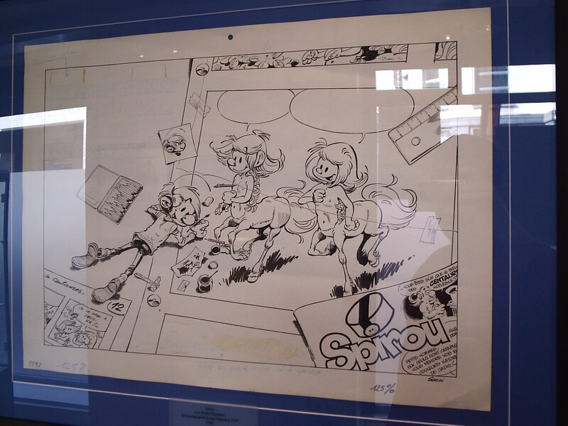 Pierre Seron, Les Petits Hommes / Les Centaures, poster du Journal SPIROU, 1982. - Original Illustration