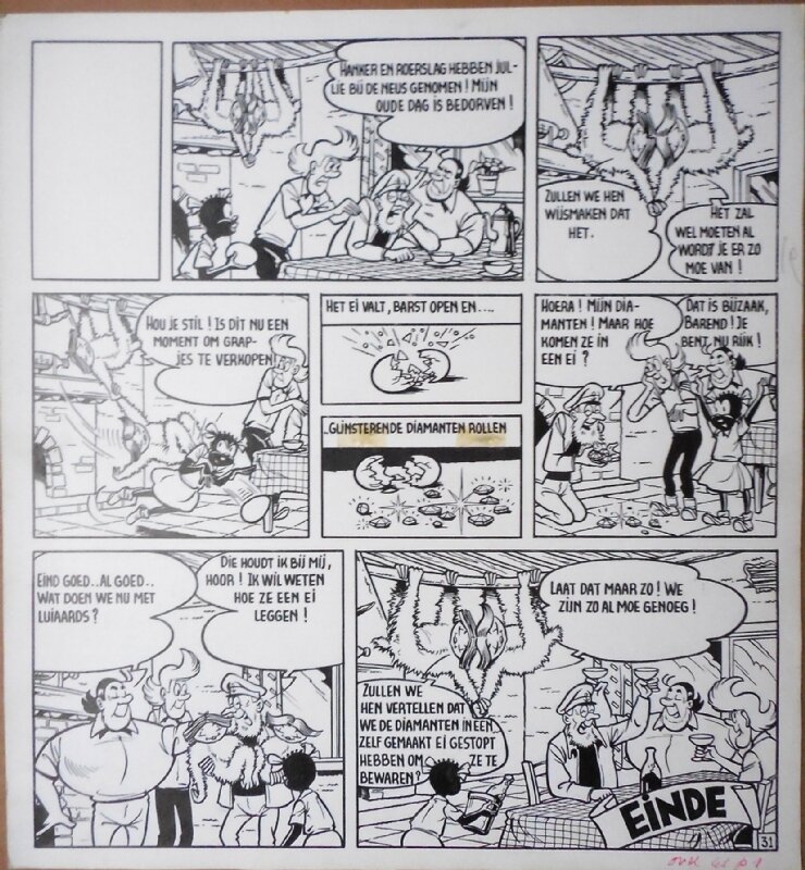 Willy Vandersteen, Jerom - De blauwe luiaard - Planche originale