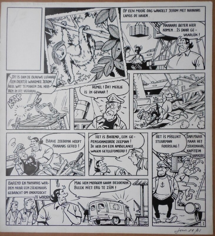 Willy Vandersteen, Jerom - De blauwe luiaard - Planche originale