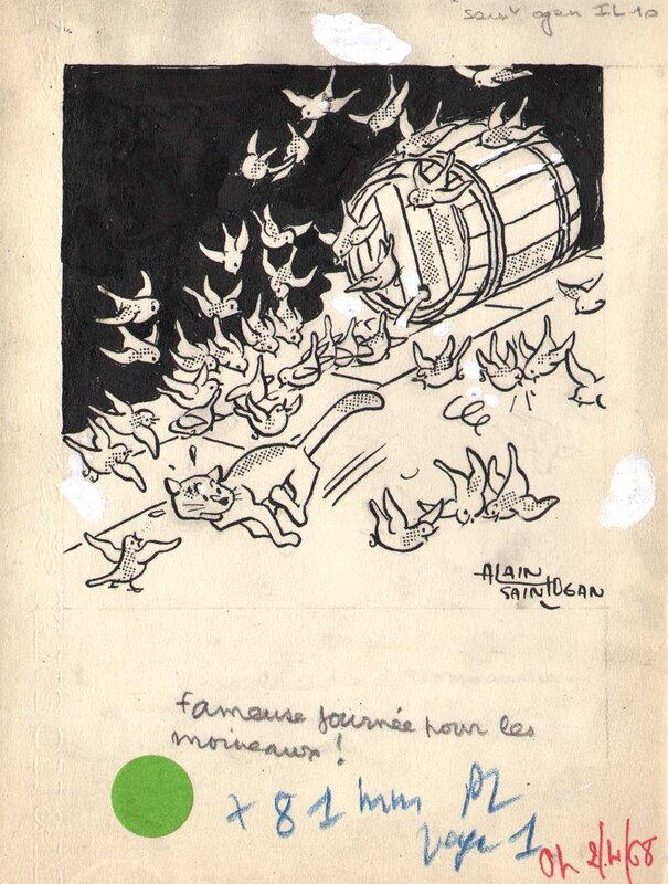 Le chat by Alain Saint-Ogan - Original Illustration