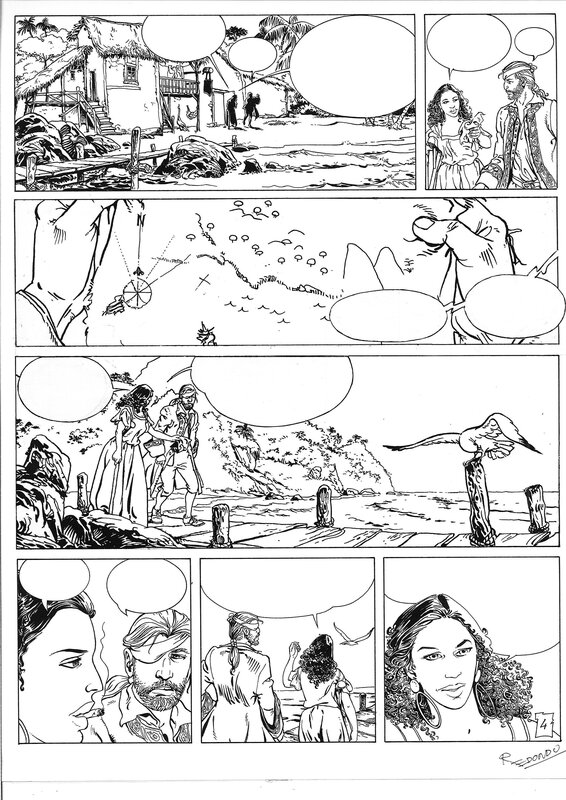Daniel Redondo, L'île DU DÉMON ROUGE. 1999 - Comic Strip