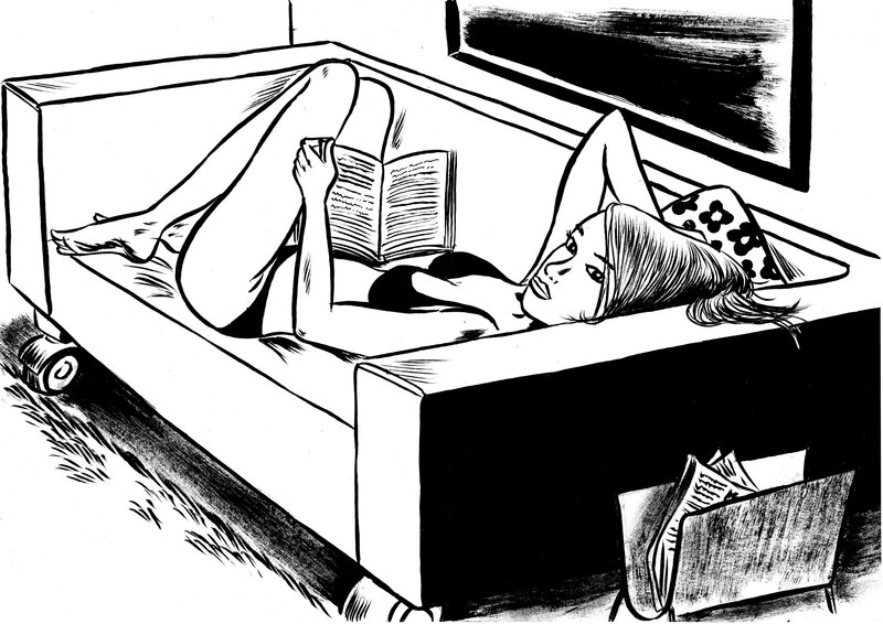 Lectrice canicule par Deloupy - Illustration originale