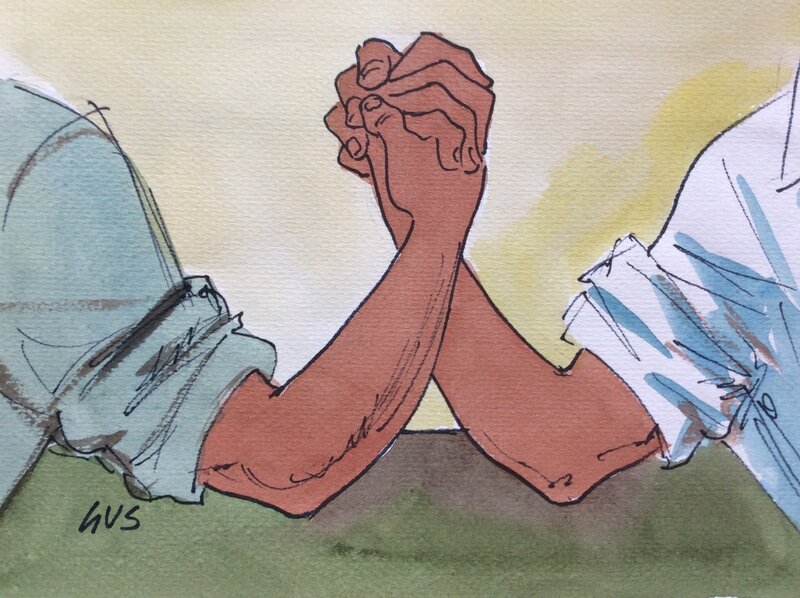 Bras de fer par Gus - Illustration originale
