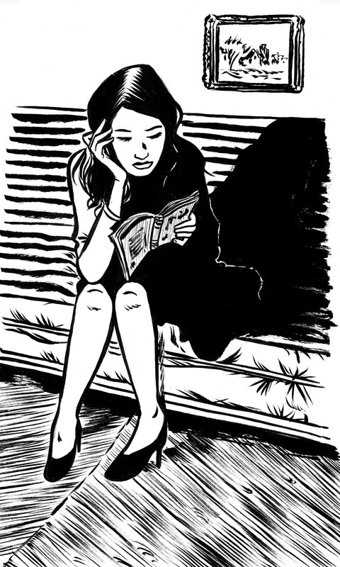 Lectrice sage par Deloupy - Planche originale