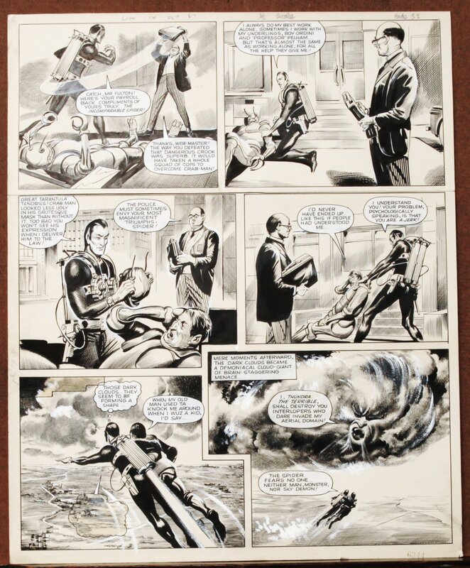 Reg Bunn, Ted Cowan, Jerry Siegel, The SPIDER - The sinister seven - Lion 14 octobre 1967... - Planche originale