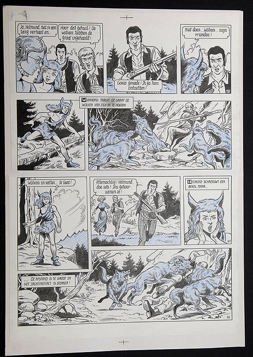 Willy Vandersteen, Robert en Bertrand 44 - De witte wolf - Planche originale