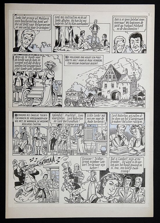 Willy Vandersteen, Robert en Bertrand 5 - De rode herberg - Planche originale