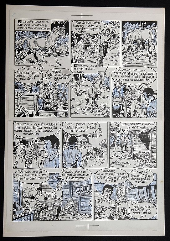 Willy Vandersteen, Robert en Bertrand 52 - De eenhoorn - Planche originale