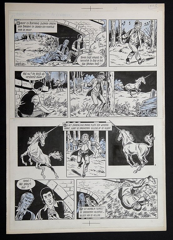Willy Vandersteen, Robert en Bertrand 52 - De eenhoorn - Planche originale