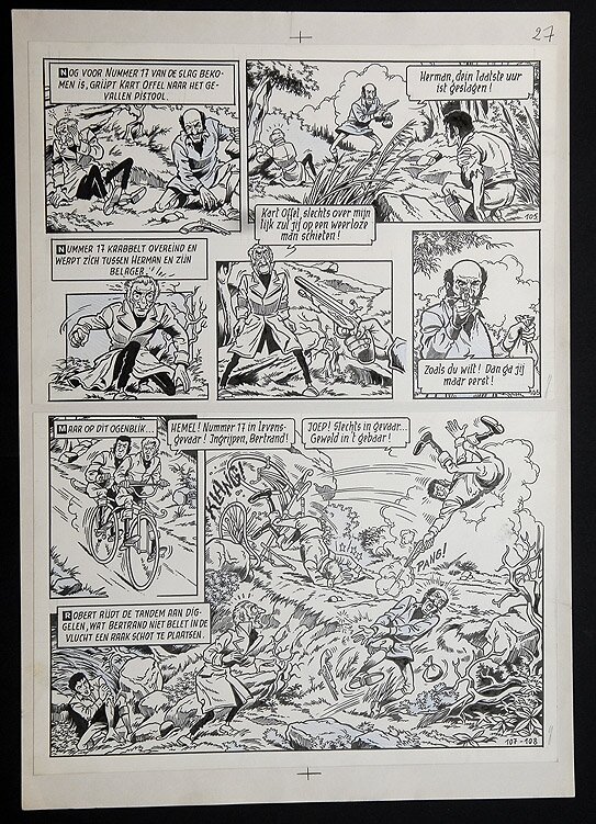 Willy Vandersteen, Robert en Bertrand 9 - Het zilveren raadsel - Planche originale