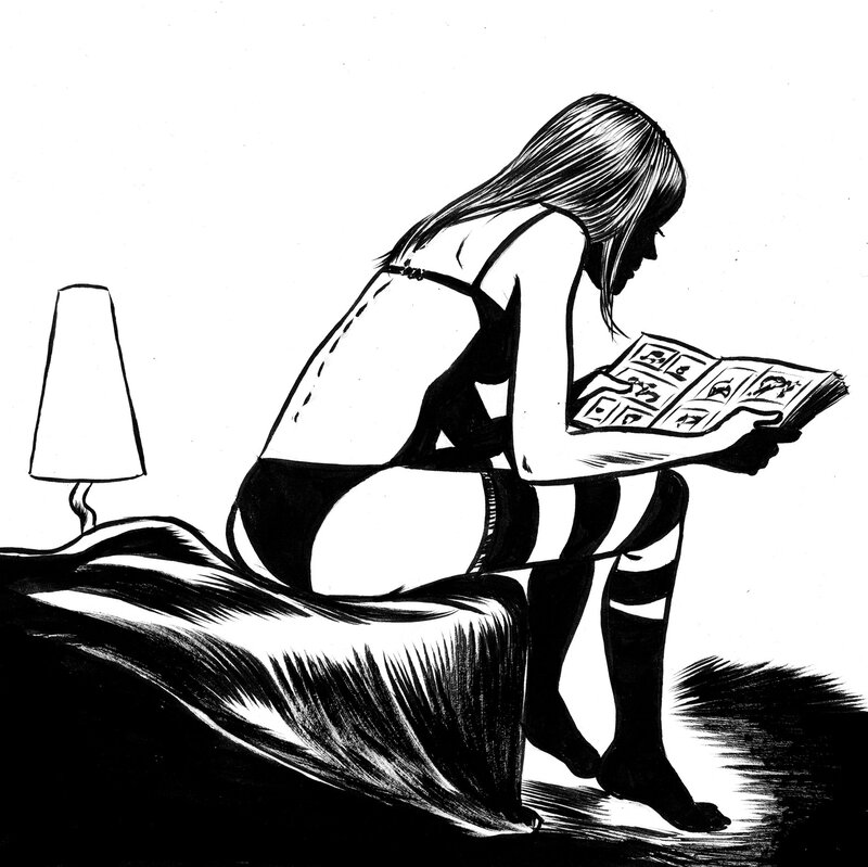 Deloupy, Lectrice en contre-jour - Original Illustration