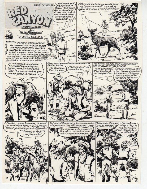 André Gosselin, La justice des Blancs - Red Canyon n°32, Artima, 1956 - Planche originale