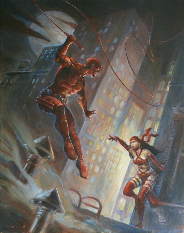 Régis Moulun, Daredevil et Elektra - Original Illustration