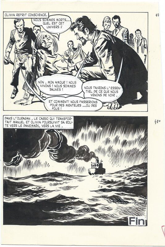 Leopoldo Ortiz, Planche originale des Eaux Noires, publiée dans Hallucinations, Editions Aredit - Planche originale