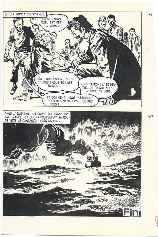 Leopoldo Ortiz, Planche originale des Eaux Noires, publiée dans Hallucinations, Editions Aredit - Planche originale