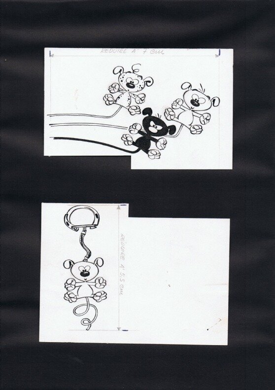 André Franquin, Les bébés Marsupilami, 1963. - Illustration originale