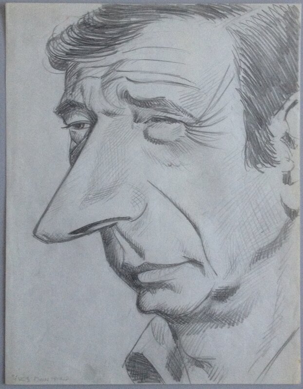 Tibet - Caricature Yves Montand - 1975 - Original art