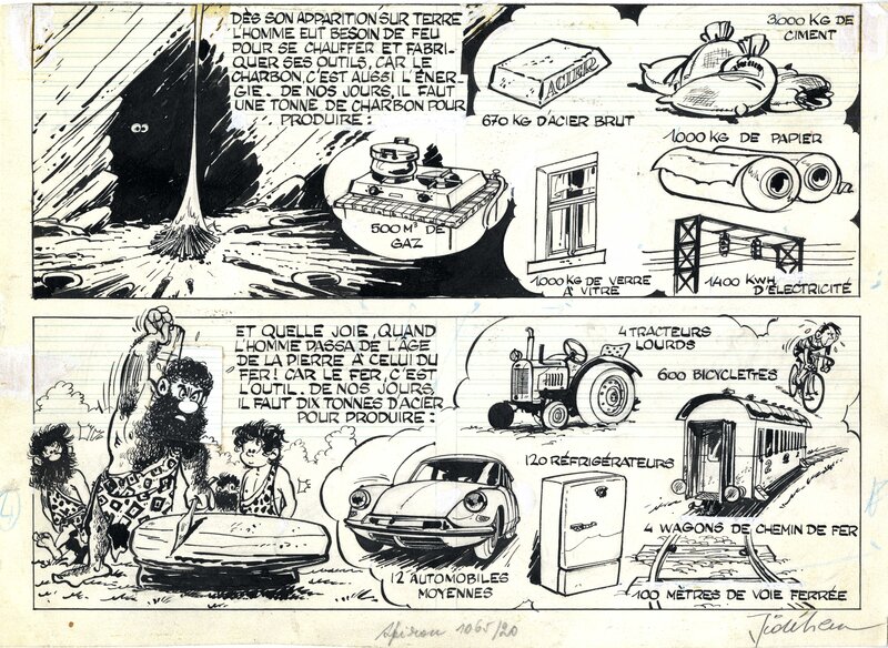 André Franquin, Jean Roba, Jidéhem, Robbedoes / Oom Wim - Spirou / Oncle Paul - Planche originale