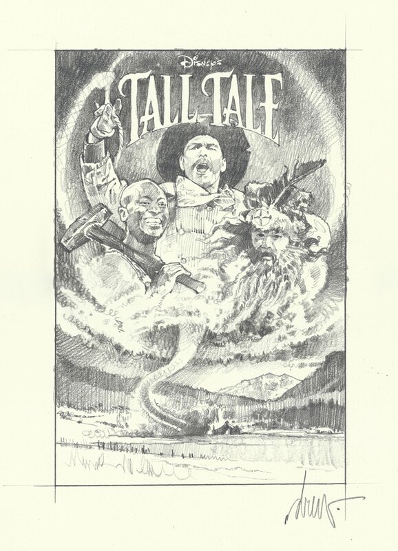 Recherche graphique de Drew Struzan pour l'affiche du film Disney Tall Tale - Original Illustration