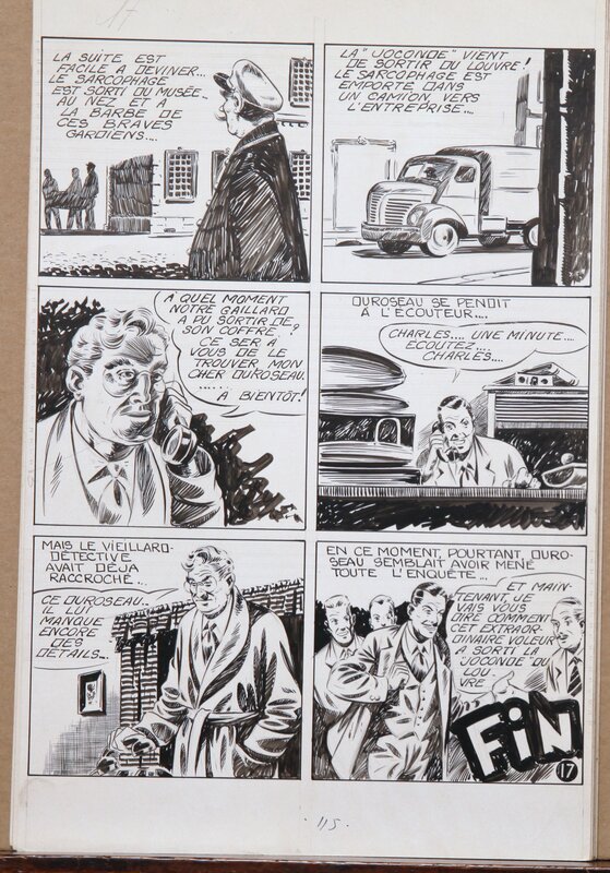 Claude-Henri Juillard, Page de fin de l'histoire du fantôme du Louvre !!!  Avril 1951 - Planche originale