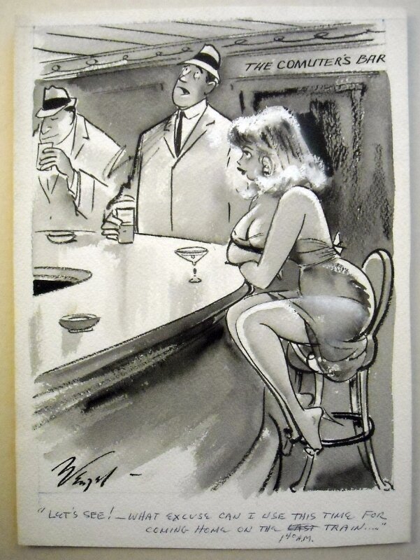 Bill Wenzel, The Comuter's Bar, 1967. - Illustration originale