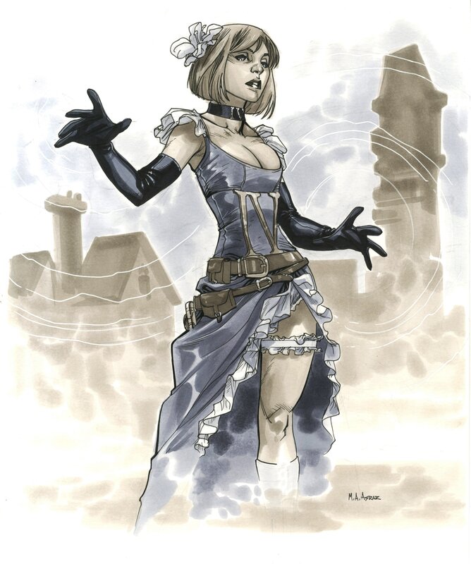 Sue Storm steampunk by Mahmud Asrar - Original Illustration