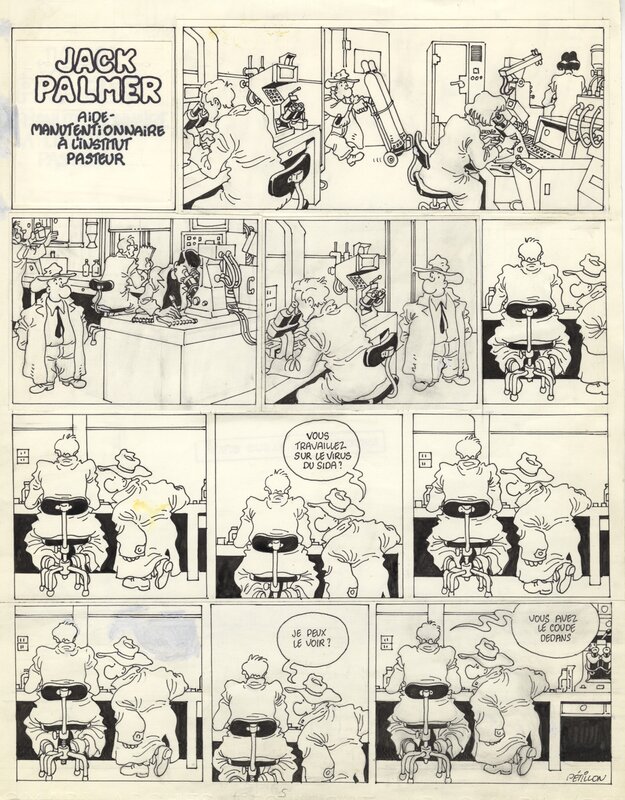 René Pétillon, Jack Palmer-Gag en une planche-Le Sida - Comic Strip