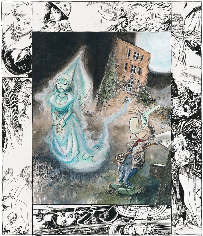 Marc Hardy, Pierre Tombal, dessin pour l'affiche de l'exposition au château d'Oupeye - Illustration originale