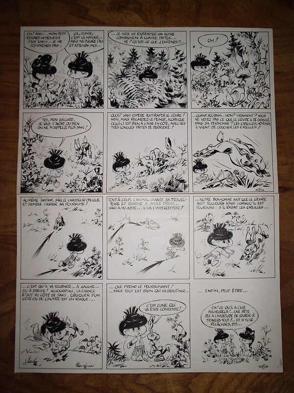 René Hausman, Saki, Zunie et la Nature, Le Lièvre, 1968. - Comic Strip