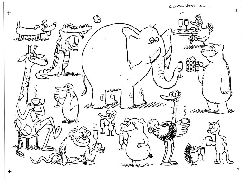 Luc Cromheecke, « Le Cocktail des Animaux », 2000. - Original Illustration