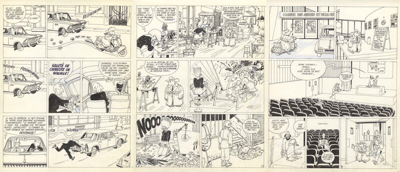 René Pétillon, Jack Palmer-Le Prince de la BD-PL 5-7-9 - Planche originale