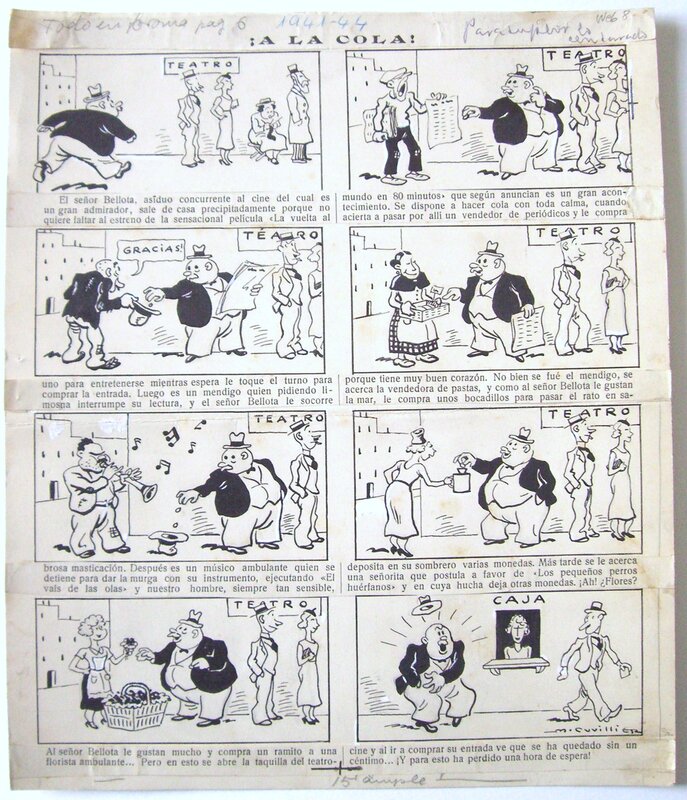 Maurice Cuvillier, La générosité a ses défauts !  gag paru en 1944 - Planche originale