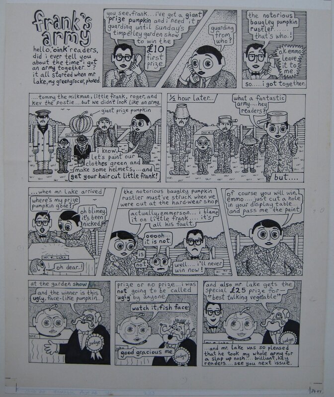 Frank Sidebottom, Original artwork Oink! #20 with overlay - Comic Strip