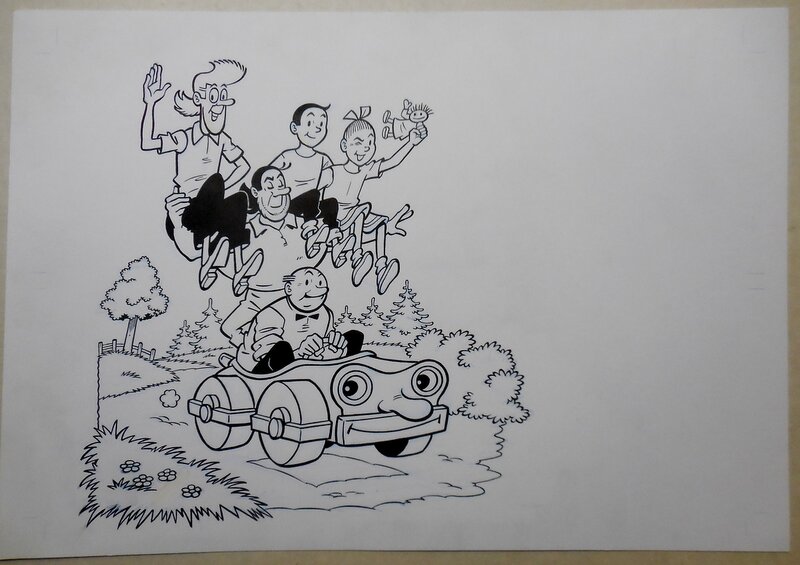 Luc Morjaeu, Ontwerp achterkaft Suske en WIske - Illustration originale