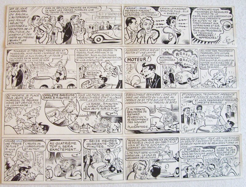 René Pellos, Les pieds nickelés au salon de l'auto - ajout de trois strips .. - Comic Strip