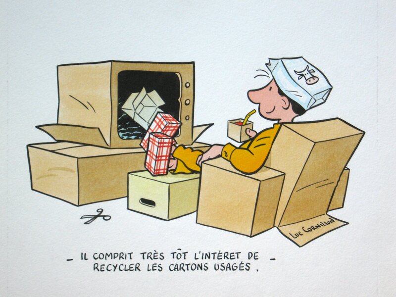 Recycler le carton (Cornillon) - Illustration originale