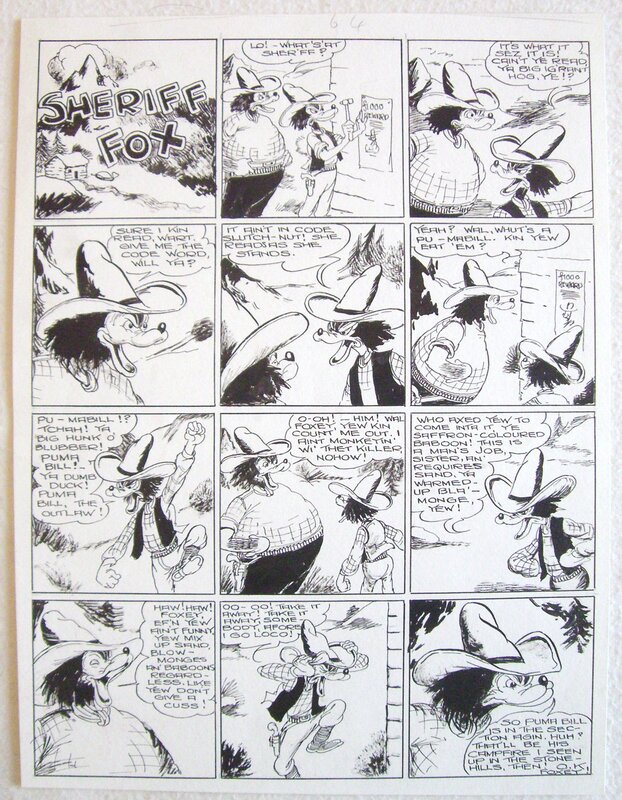 Sheriff FOXX - Bande dessinée animalière de William. A. WARD - 1943 - Planche originale