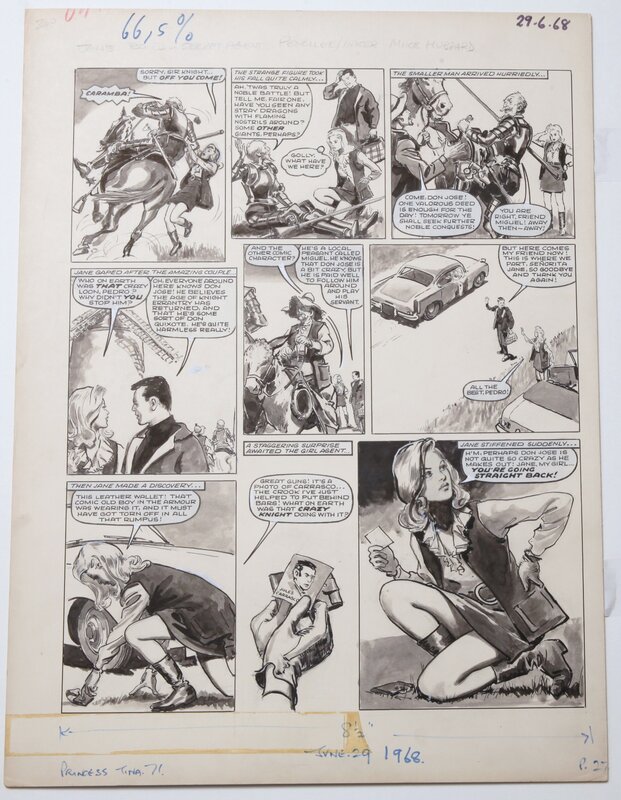 Michael Hubbard, Jane BOND et DON QUICHOTTE ...  les boys avaient bien de la chance en 1968 - Planche originale