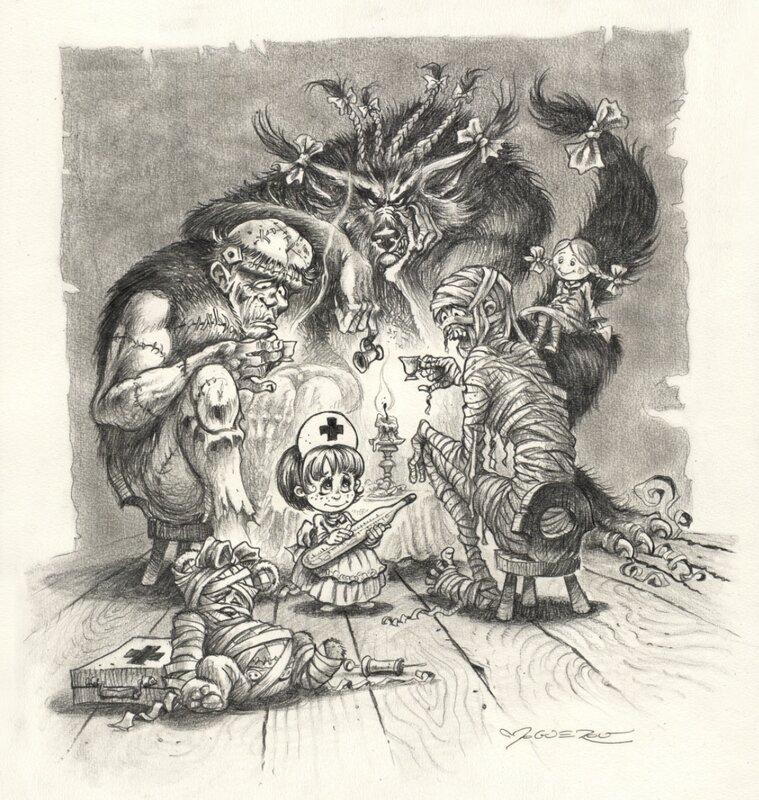 La dînette by Pascal Moguérou - Original Illustration